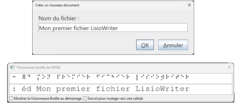 Capture écran fenêtre nouveau fichier.